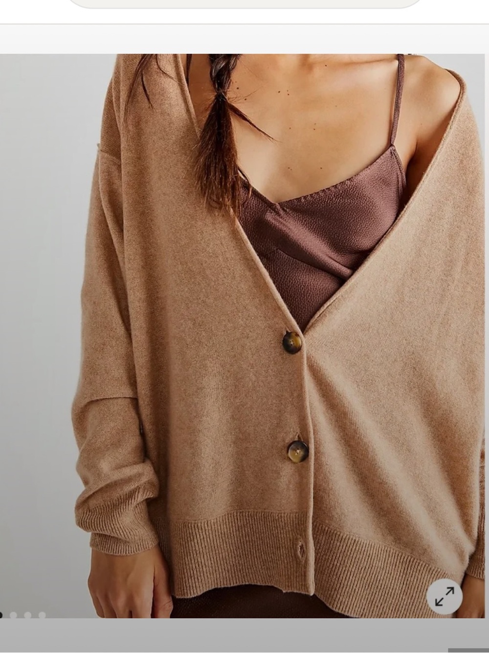 Free People Swim Too Deep 100% Cashmere Oversized Cardigan Brown L